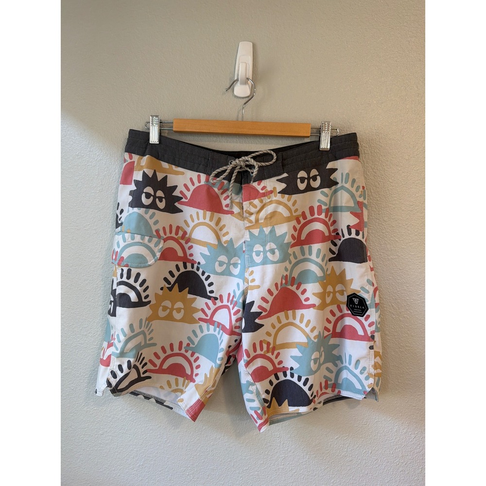 Vissla Board Shorts Mens 33 Multicolor Sun Graphic Upcycle Coconut Stretch